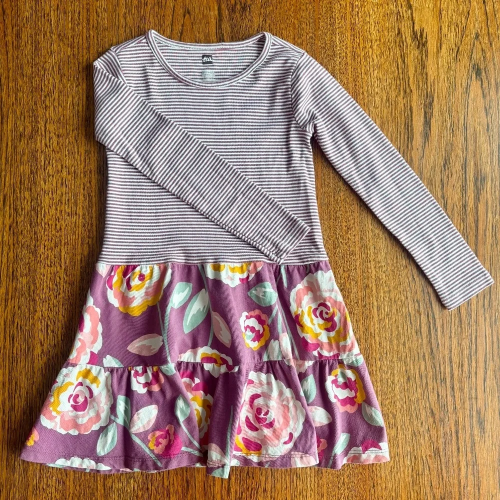 Tea Collection Tiered Skirted Twirl Dress in Turkish Rose print-Size 5 - Picture 6 of 8